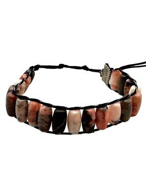 Earthy Jasper Stone Bead Bracelet Adjustable Knot Closure Multicolor Southwest